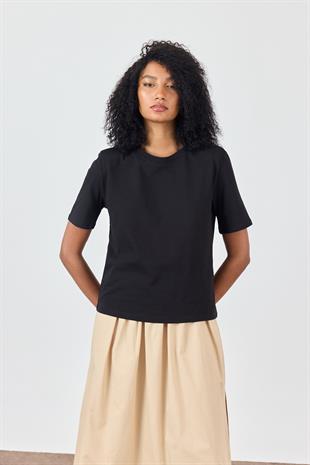 Siyah Vatkalı T-shirt