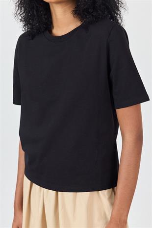 Siyah Vatkalı T-shirt