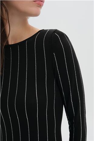 Siyah Vatkalı Triko Body