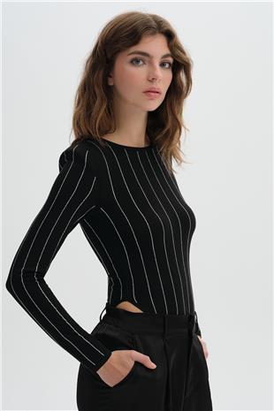 Siyah Vatkalı Triko Body