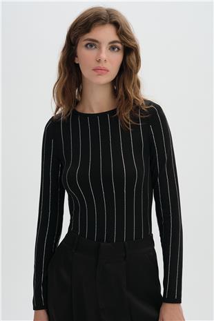 Siyah Vatkalı Triko Body