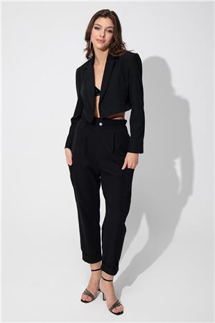 Black  High Waist Cargo Pants SS23P4725Sİ