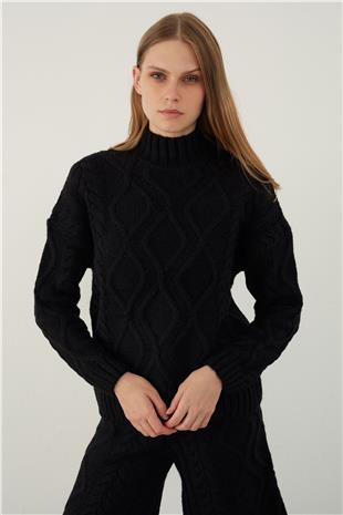 Black Soft Touch Sweater Shorts Knitwear Set
