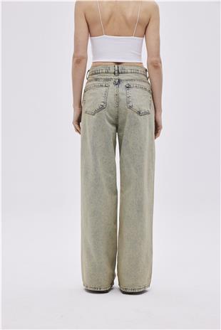 Faded Effect High Waist Wide-Leg Jeans