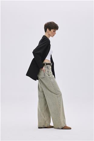 Faded Effect High Waist Wide-Leg Jeans