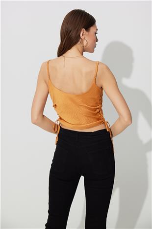 Tan Pleated Strappy Bustier SS23CT4735TA