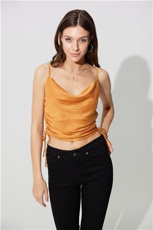 Tan Pleated Strappy Bustier SS23CT4735TA