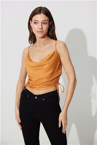 Tan Pleated Strappy Bustier SS23CT4735TA