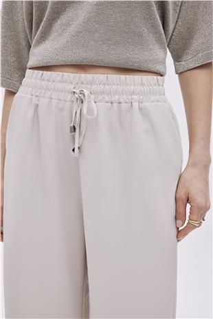 Stone Elastic Waistband Trousers With Drawstring