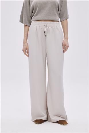 Stone Elastic Waistband Trousers With Drawstring