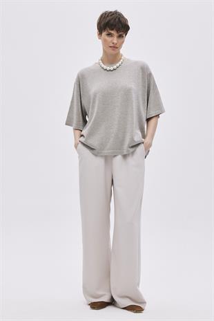 Stone Elastic Waistband Trousers With Drawstring