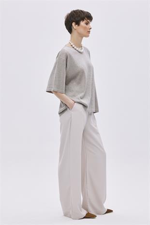 Stone Elastic Waistband Trousers With Drawstring