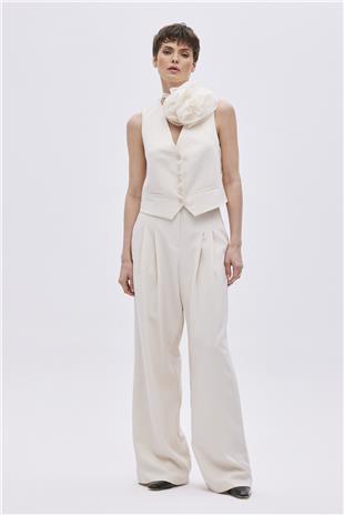 Stone Buttoned Vest With Pocket Detail