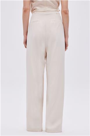 Stone Double Pleated Wide Leg Trousers