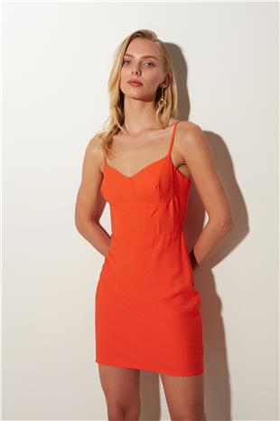Orange Strapped Mini Dress SS23D4782TU