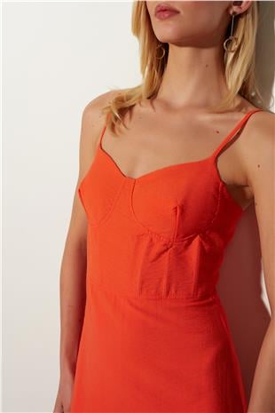 Orange Strapped Mini Dress SS23D4782TU