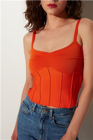 Orange Strappy Knitwear Corset SWA4657TUR