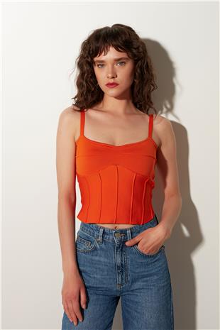 Orange Strappy Knitwear Corset SWA4657TUR