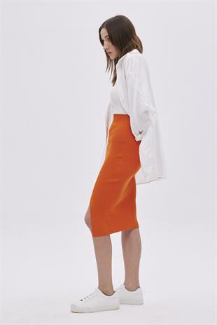 Orange  Slit Midi knit Skirt SWS4649TU