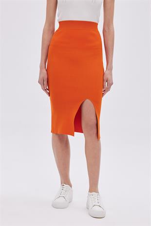 Orange  Slit Midi knit Skirt SWS4649TU