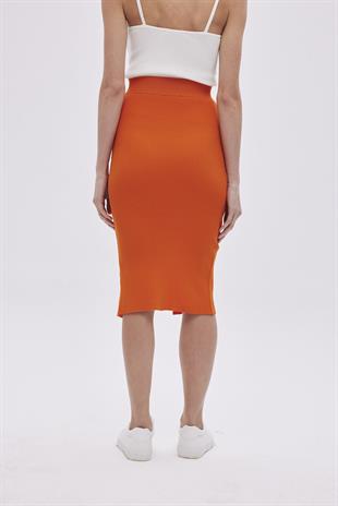 Orange  Slit Midi knit Skirt SWS4649TU