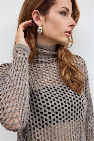 Mink Pointelle Knitwear Sweater