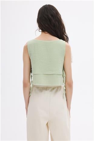 Yan Bağcıklı Bluz