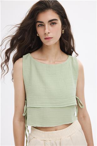 Yan Bağcıklı Bluz