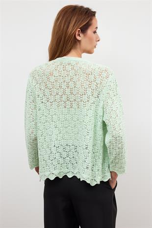 Yeşil AJURLU TRİKO HIRKA