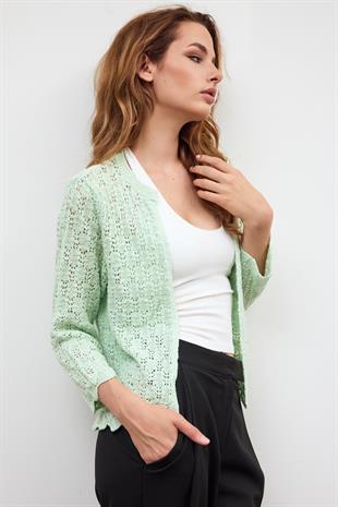 Yeşil AJURLU TRİKO HIRKA