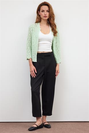 Yeşil AJURLU TRİKO HIRKA