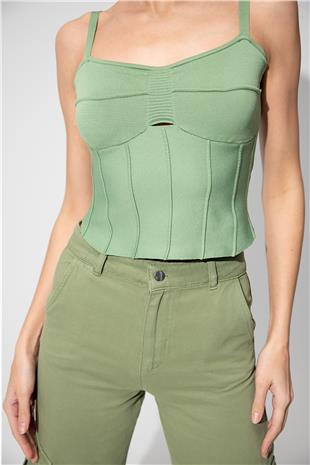 Green Strappy Knitwear Corset SWA4657YE
