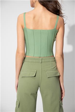 Green Strappy Knitwear Corset SWA4657YE