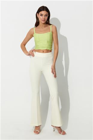 Green Pleated Square Collar Knitwear Vest SWA4641YE