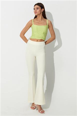 Green Pleated Square Collar Knitwear Vest SWA4641YE