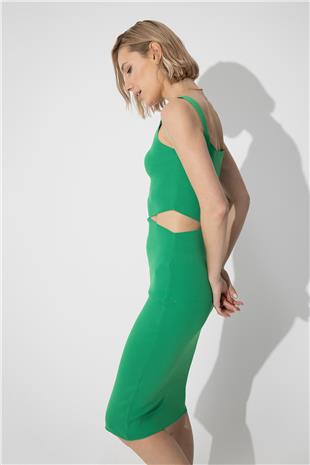 Green Low-Cut Knit Dress SWD4581YE