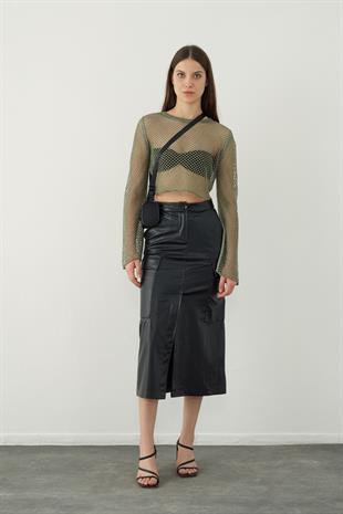 Mesh knit lurex knitted sweater