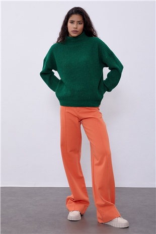 Green Crop Tube Sweater SWK4333YE
