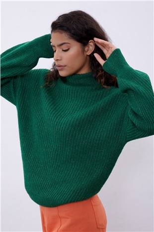 Green Crop Tube Sweater SWK4333YE