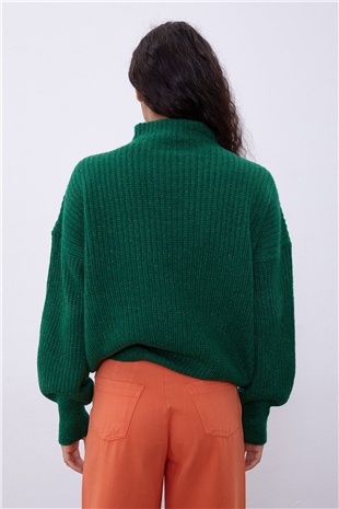 Green Crop Tube Sweater SWK4333YE