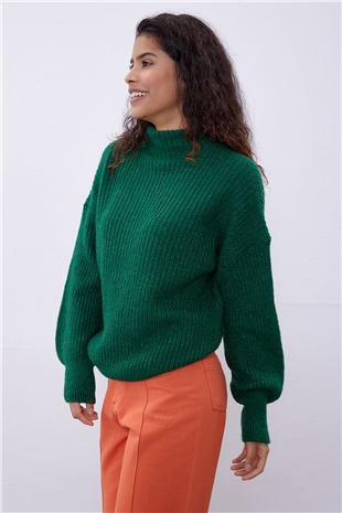 Green Crop Tube Sweater SWK4333YE