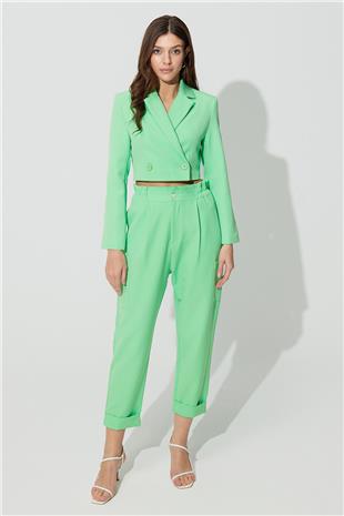 Green Double Breasted Collar Blazer Jacket SS23J4728YE