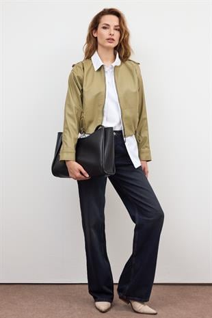 Yeşil Oversize Deri Ceket