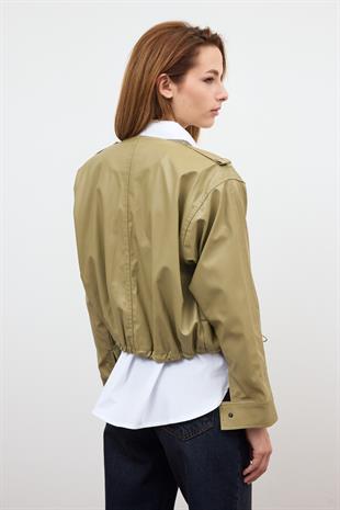 Yeşil Oversize Deri Ceket
