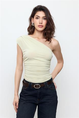 Yeşil Tek Omuz Bluz