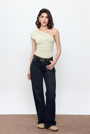 Yeşil Tek Omuz Bluz