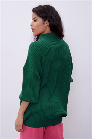 Green Long Tube Sweater SWK4334YE