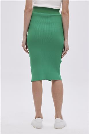 Green  Slit Midi knit Skirt SWS4649YE