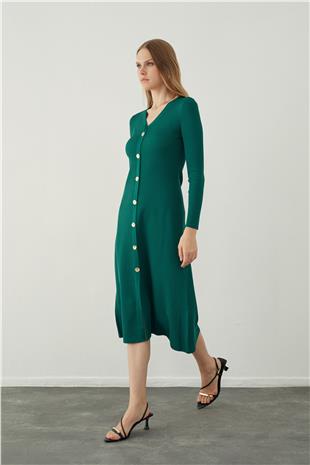 V neck Long knitted dress