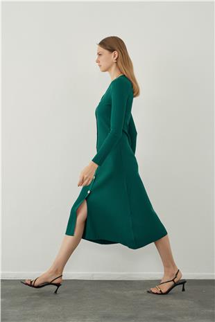 V neck Long knitted dress